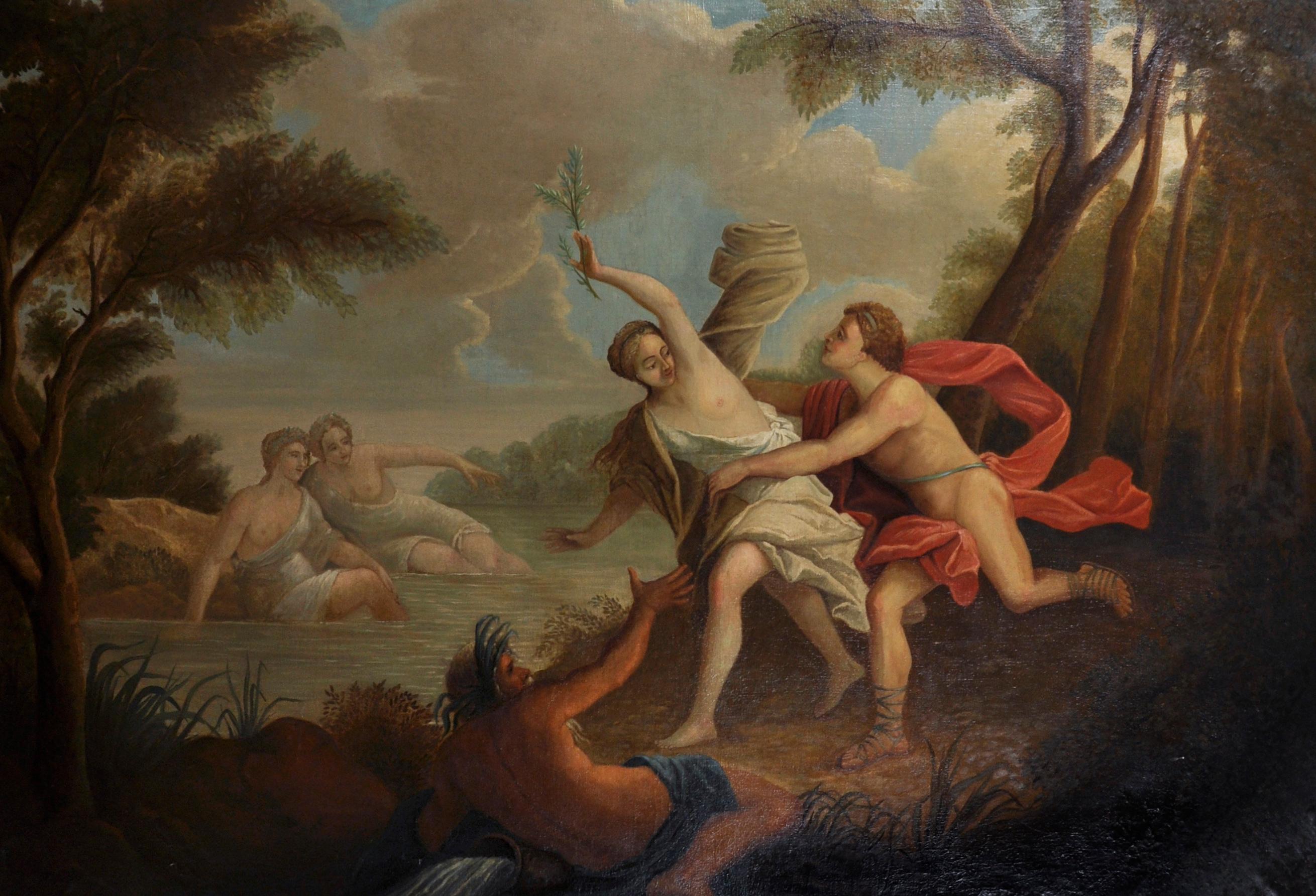 French Rococo Figurative Painting - Huge French 18th Century Rococo Oil Painting Mythological Diana the Huntress 