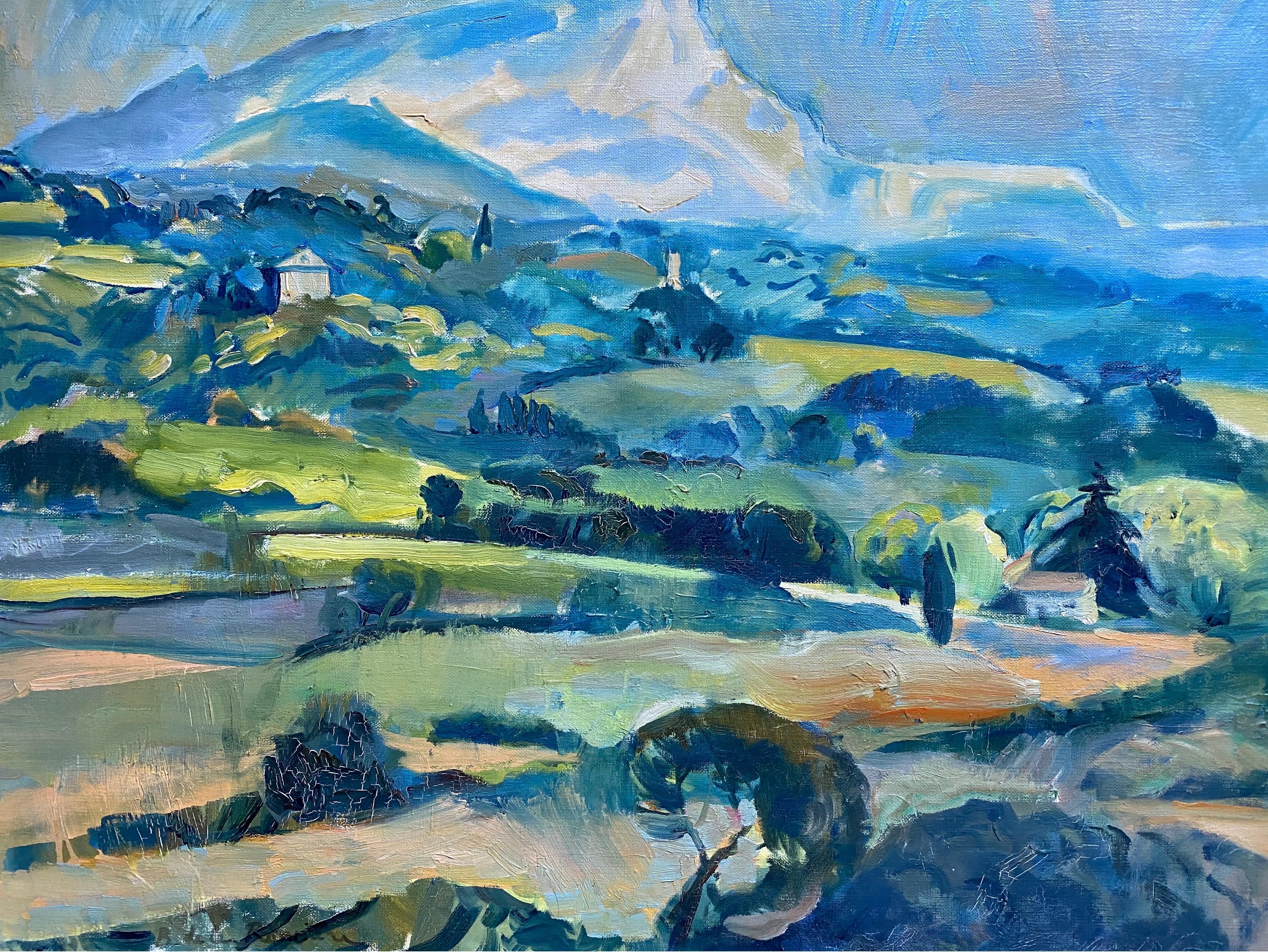 French Post Impressionist Landscape Painting - Mid 20th Century French Post-Impressionist Oil - Provence Landscape - greens