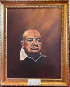 Winston Churchill Large Portrait Oil Painting 