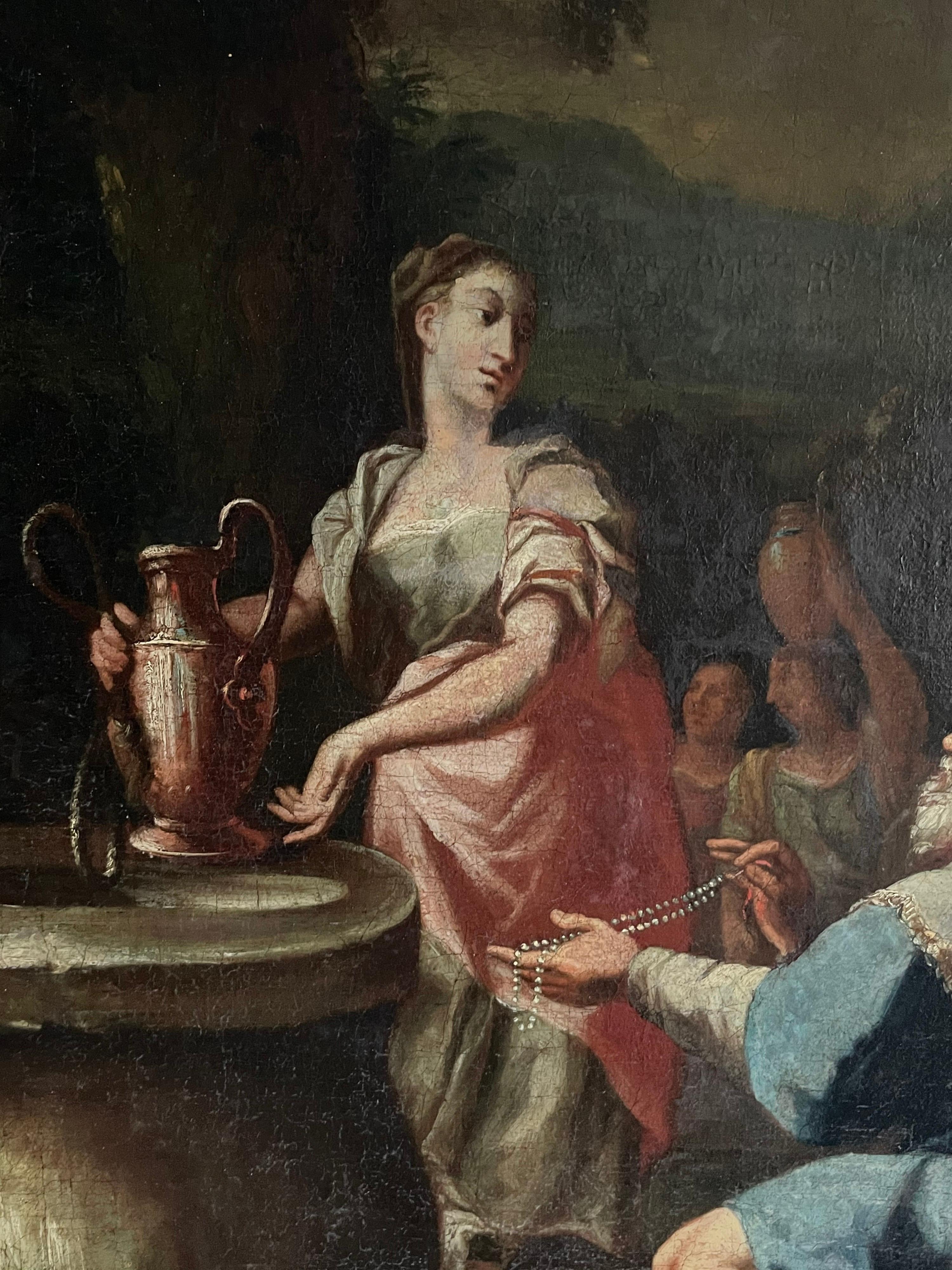 EARLY 1700's ITALIAN OLD MASTER OIL PAINTING - REBECCA & ELIEZER AT THE WELL 3