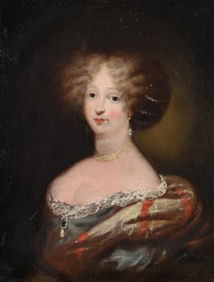 Portrait de femme aristocrate française du 17ème siècle:: grande peinture à l'huile
