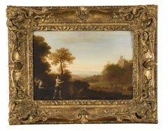 Fine 17th Century Dutch Old Master Oil - Italianate Classical Landscape Figures