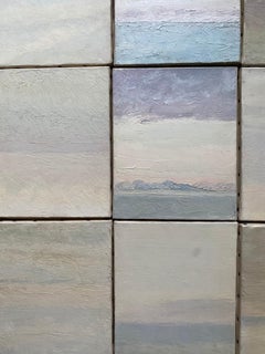 Set von 12 Ölgemälden – Französisch-impressionistische Himmelswolken aus der Mitte des 20. Jahrhunderts