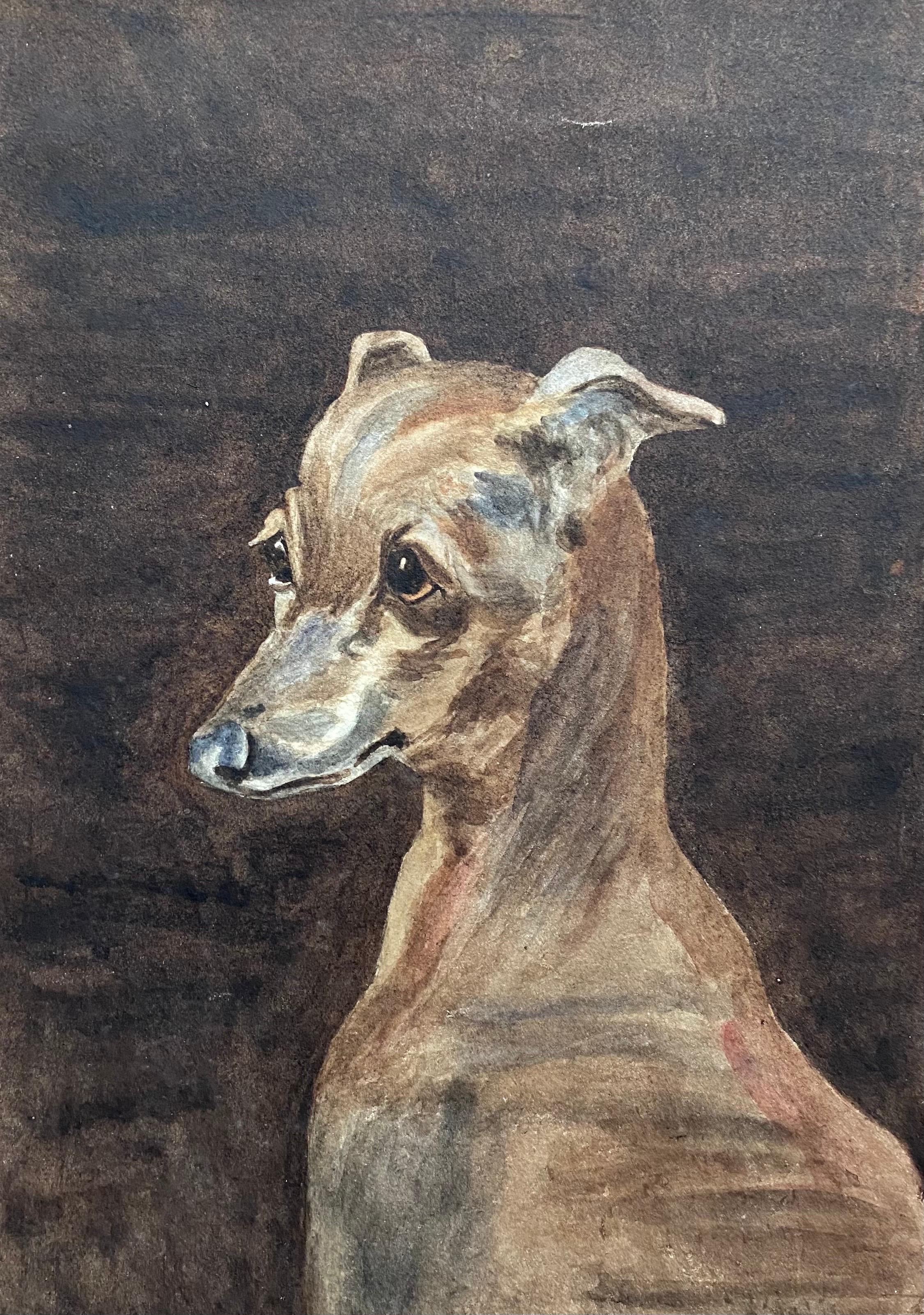 L. J. Wortley Animal Art - Fine 1900's British Dog Painting Portrait of a Whippet, Painted in Rome