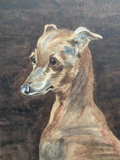Fine 1900's British Dog Painting Portrait of a Whippet, Painted in Rome