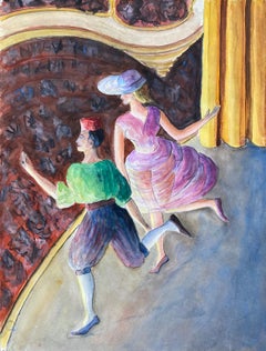 Mid 20th Century French Modernist Painting - The Theatre