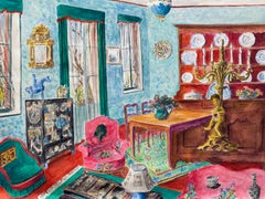 Mid 20th Century French Modernist Painting - Beautiful Interior Salon Room