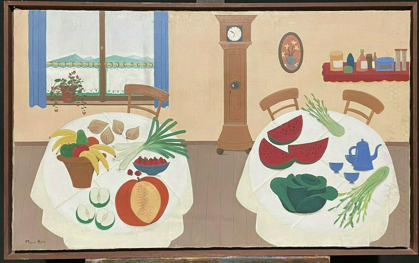 Interior Painting Martine Ruppol -  e détails sur  ILEMENT MODERNISTE FRANÇAIS SIGNÉ DES ANNÉES 1970 - INTÉRIEUR BRIGHT ET COLORFUL