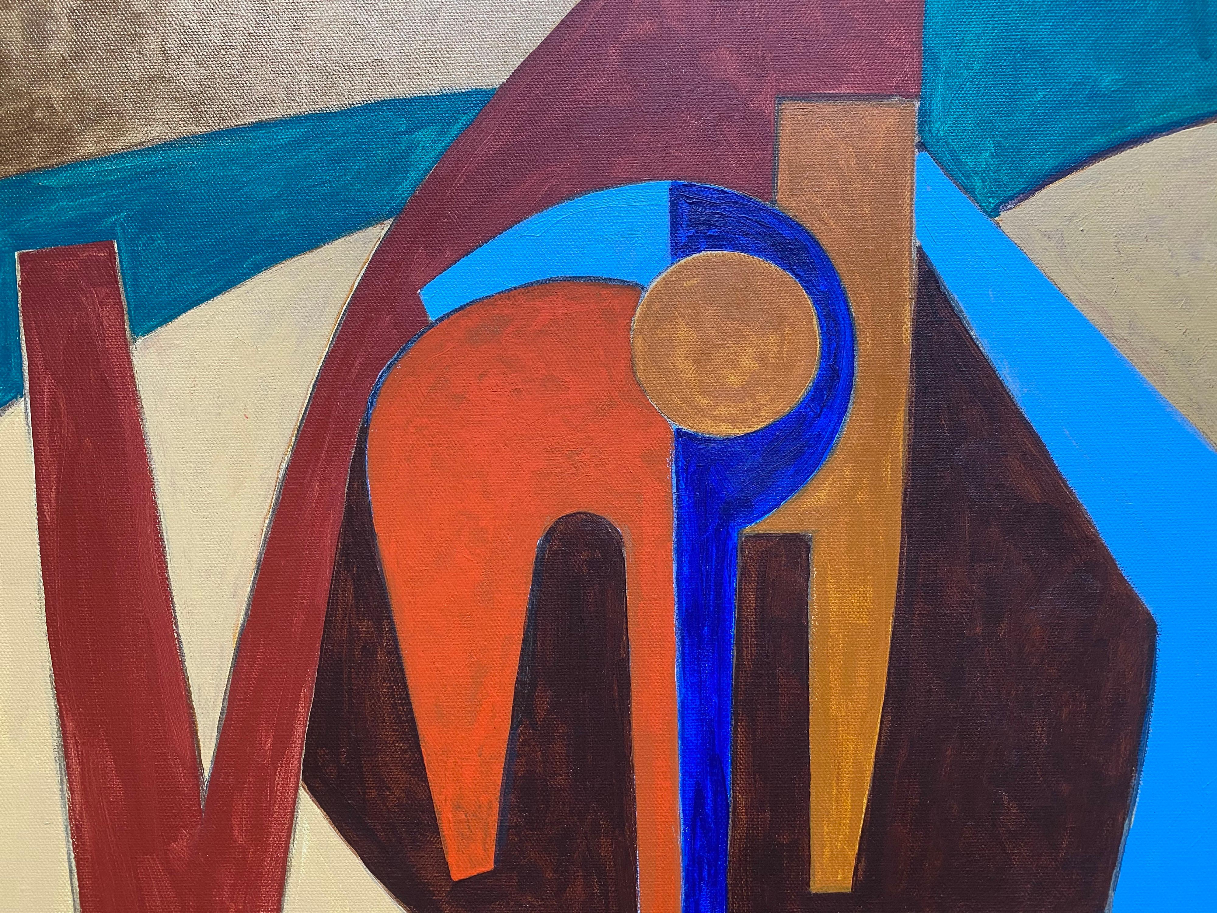 Abstraktes abstraktes Gemälde eines bekannten britischen Künstlers – erstaunliche Farbpalette – Painting von Michael Haswell