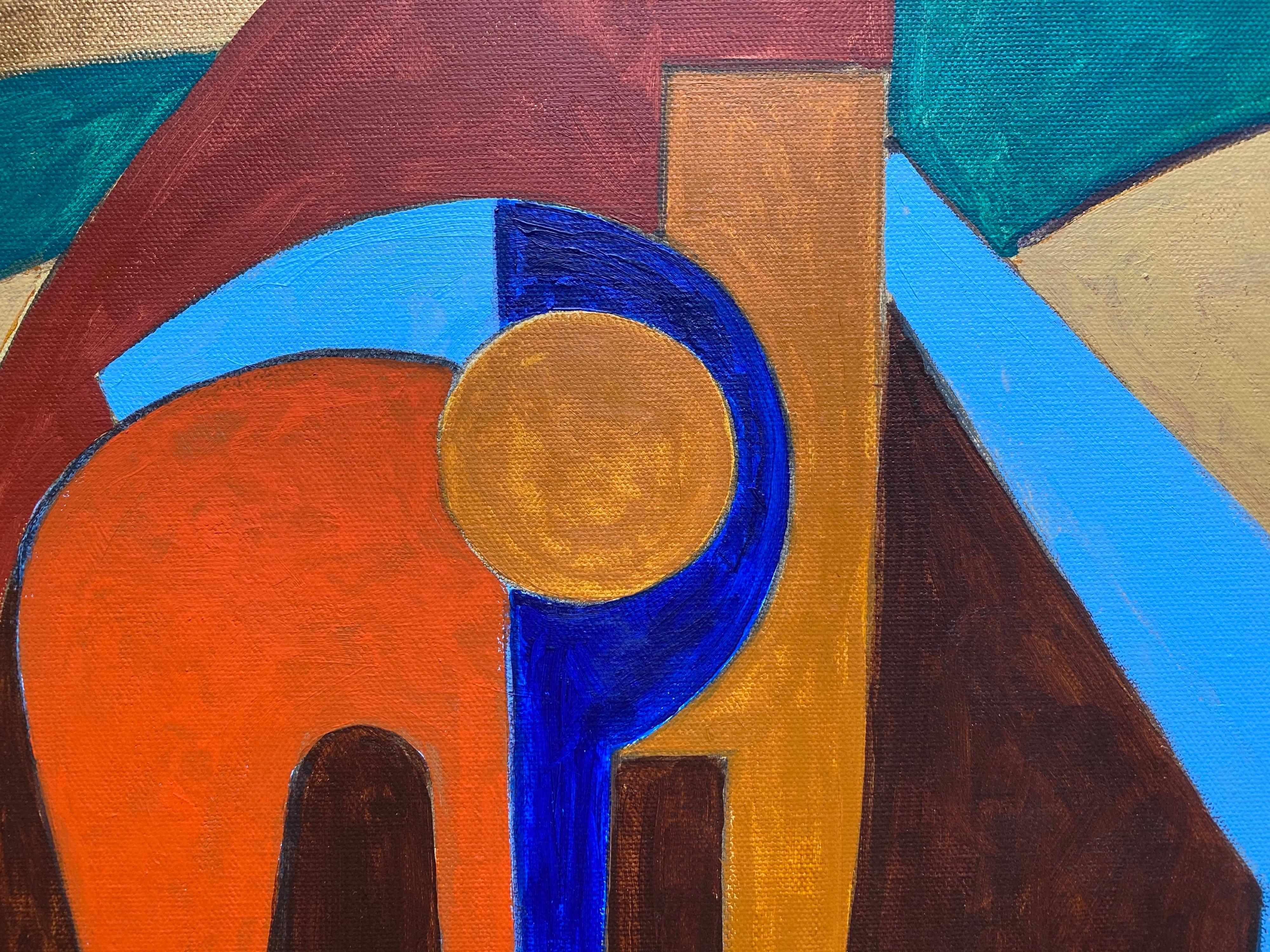 Abstraktes abstraktes Gemälde eines bekannten britischen Künstlers – erstaunliche Farbpalette (Braun), Abstract Painting, von Michael Haswell