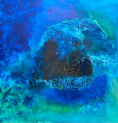 Abstract Painting by Listed British artist Turquoise Greens & Blue Colors