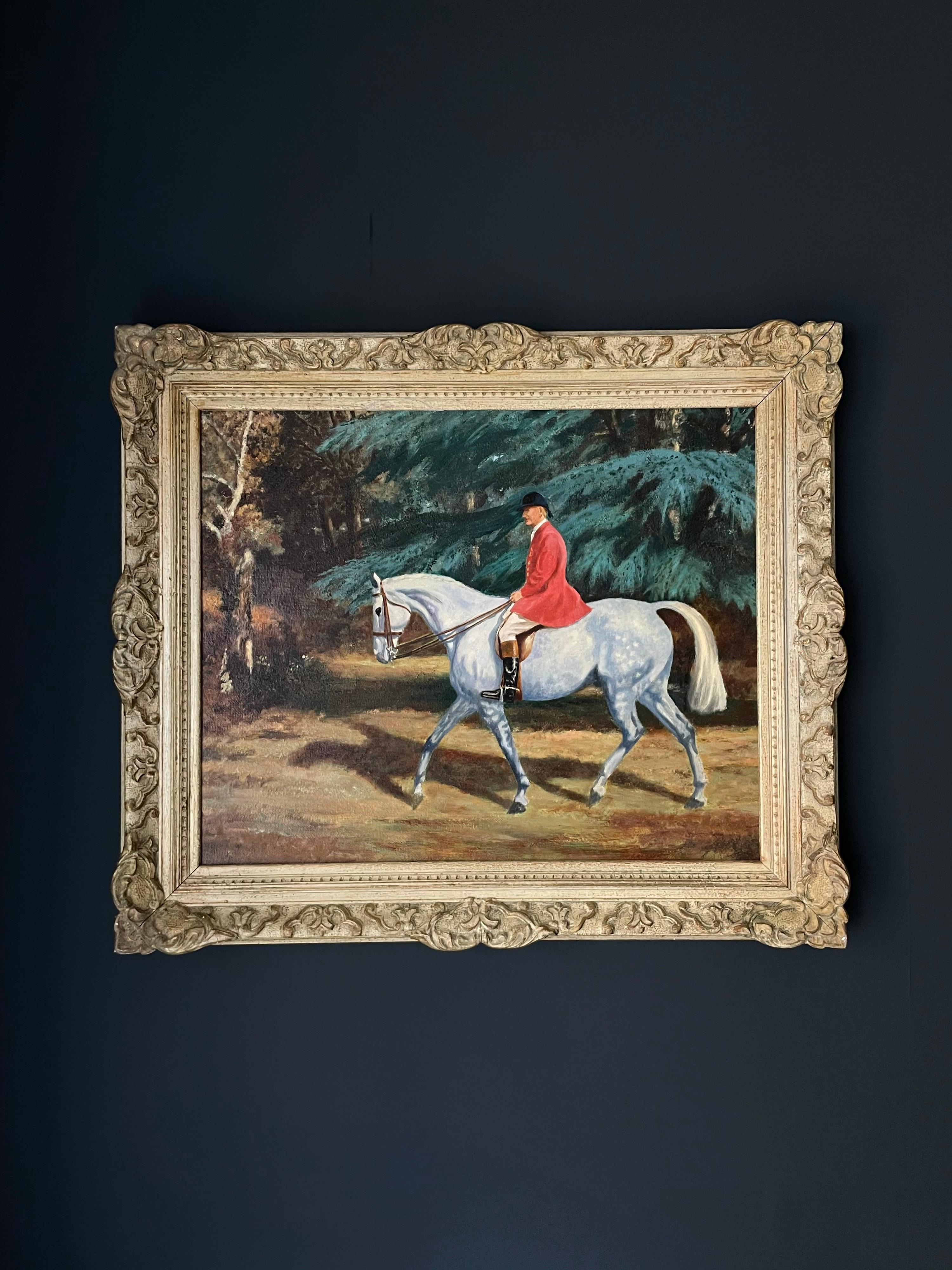 Scena di caccia britannica dipinto ad olio Maestro dei segugi a cavallo - Painting di John Renney