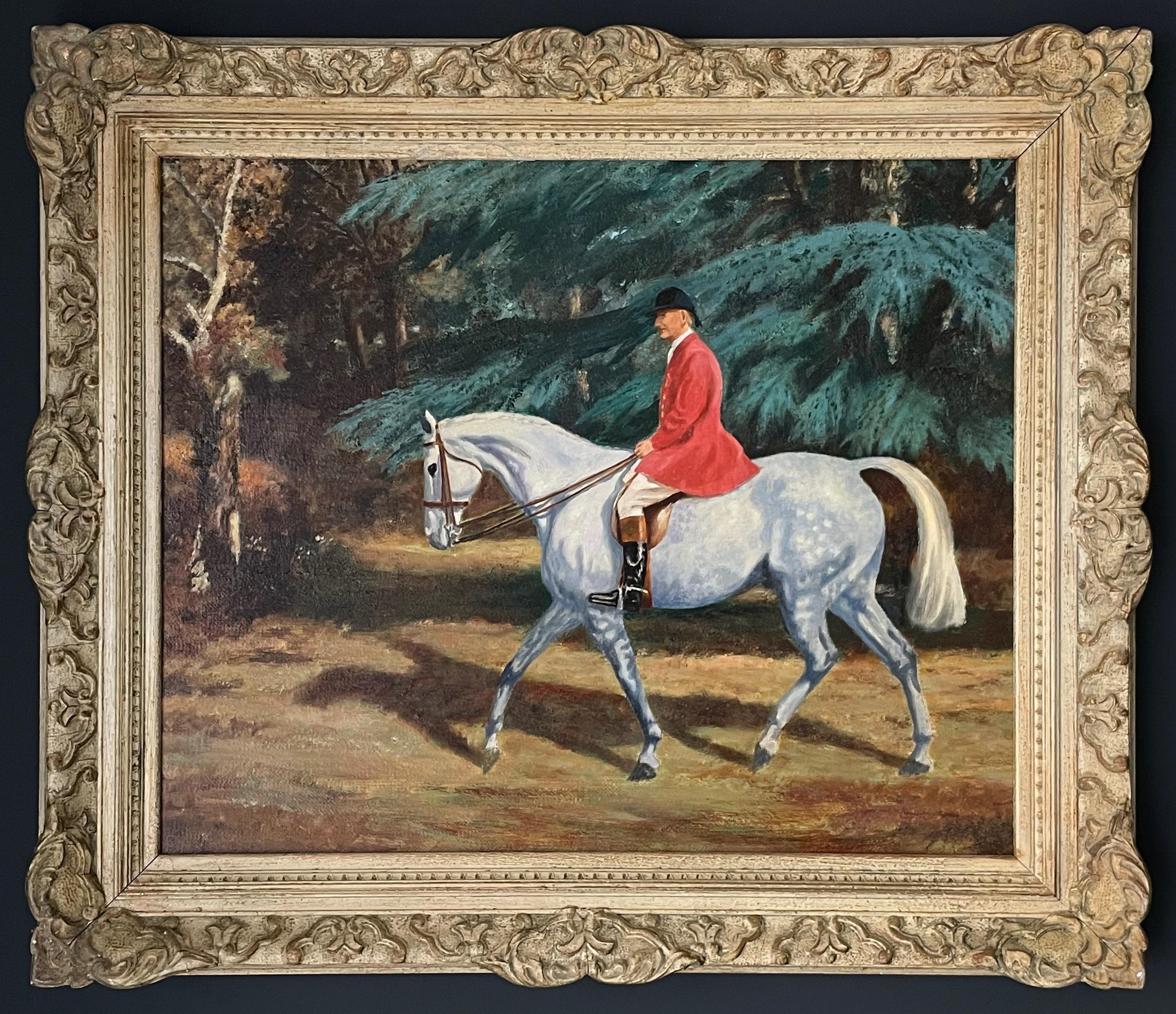 John Renney Landscape Painting - British Hunting Scene Oil Painting Master of the Fox Hounds on Horseback