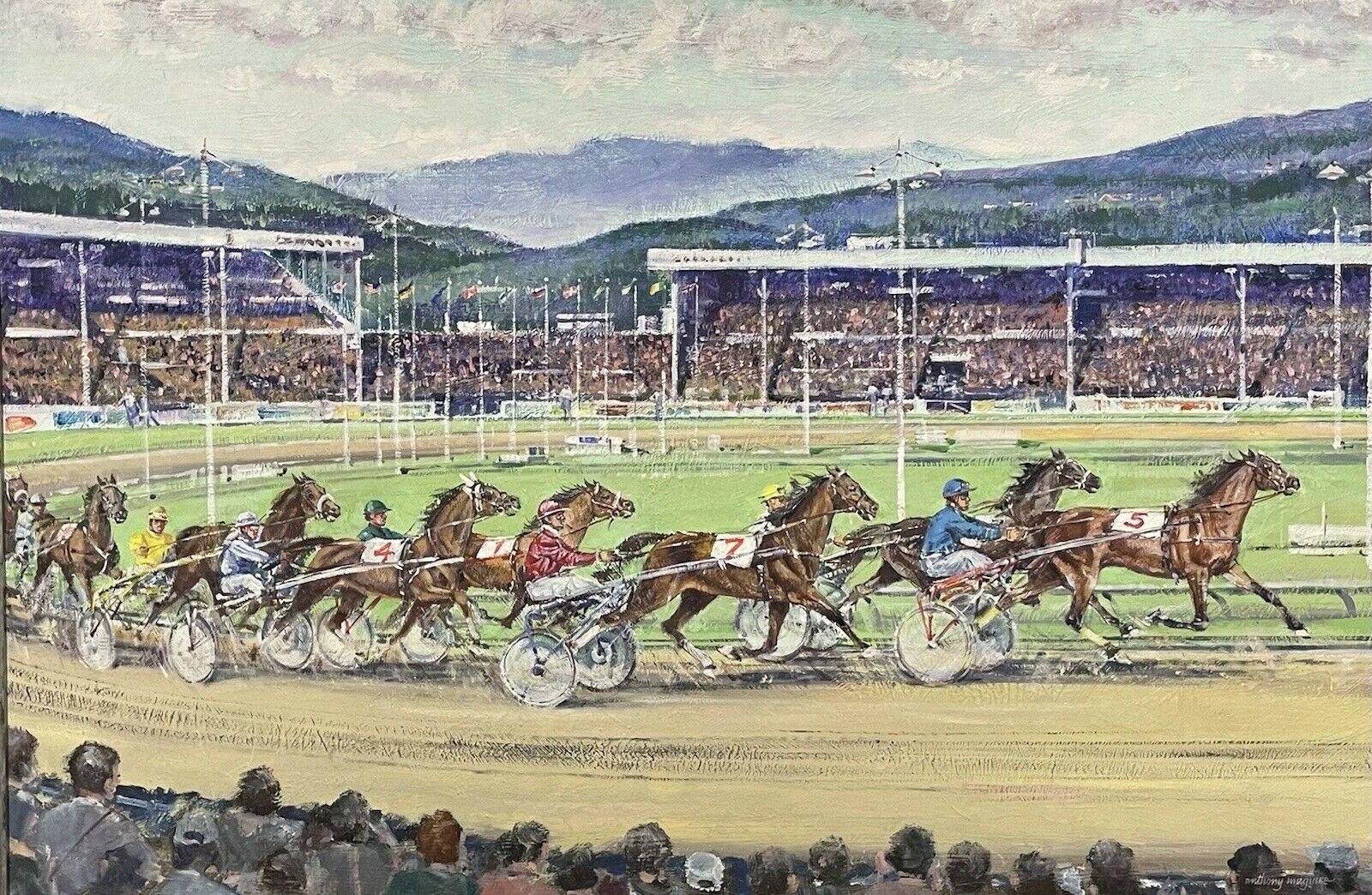 NORWEGIAN TROTTING HORSE RACING - LARGE OIL PAINTING - BY ANTHONY MAGUIRE
