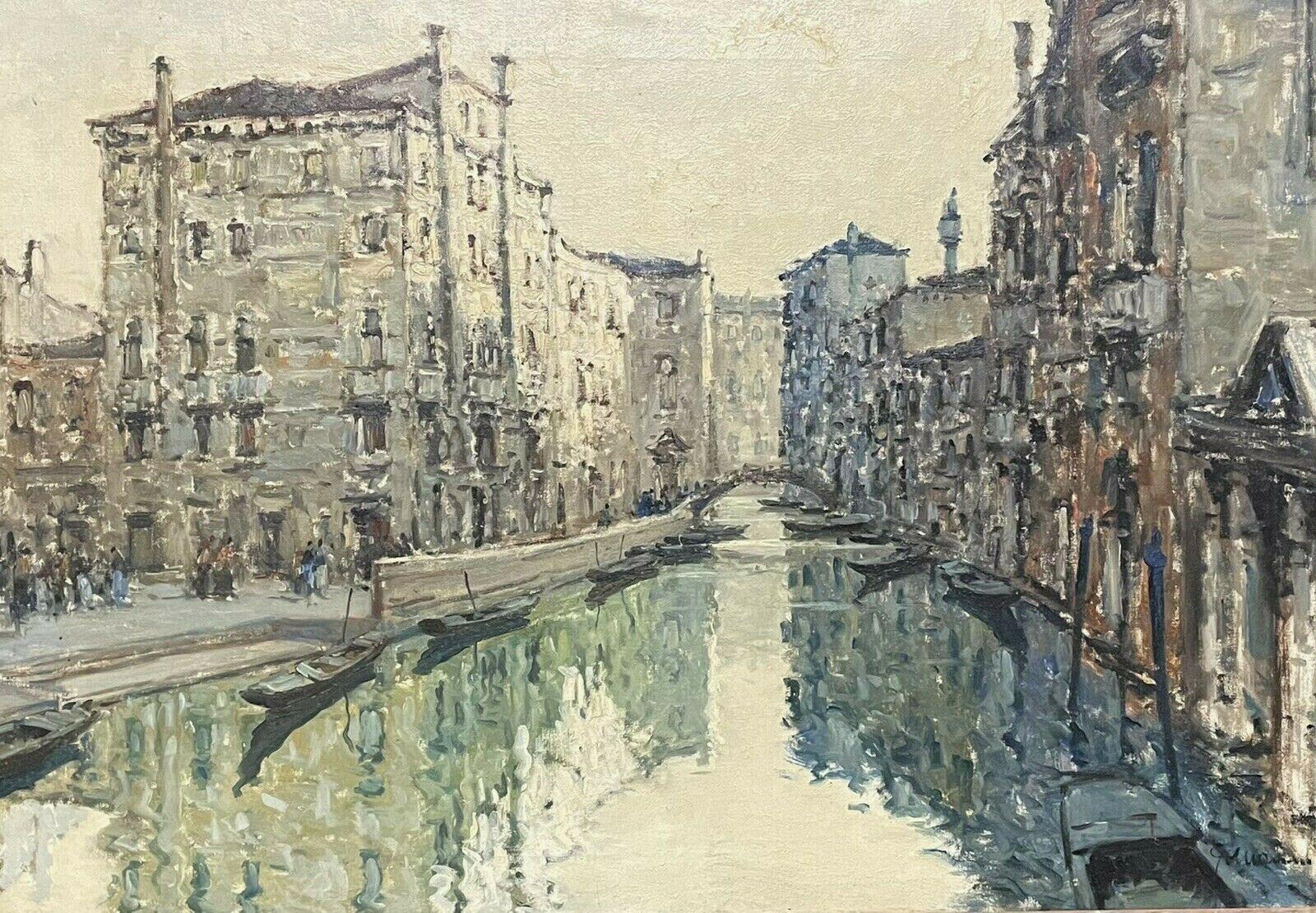 VERY LARGE 1960'S ITALIAN SIGNED OIL - IMPRESSIONIST VENICE TRANQUIL CANAL SCENE