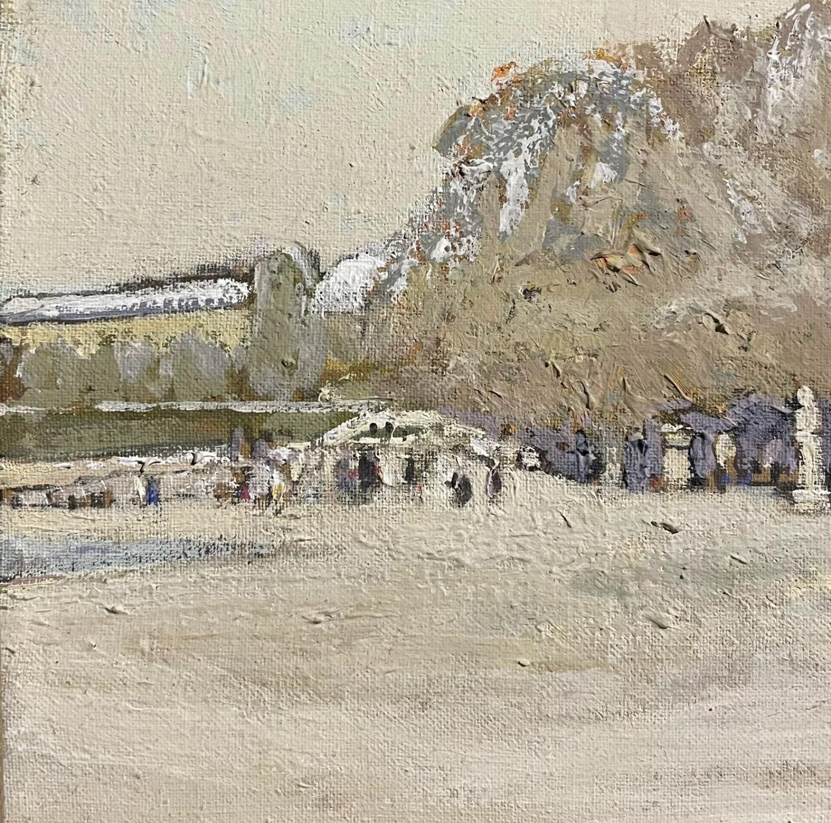 Patrice Poindrelle (B.1954) signed French oil - Figures in Parisian Park Scene 3