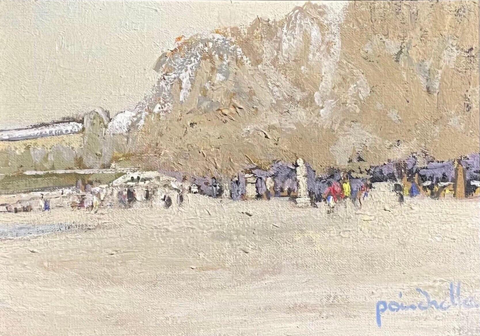 Patrice Poindrelle (B.1954) signed French oil - Figures in Parisian Park Scene 1