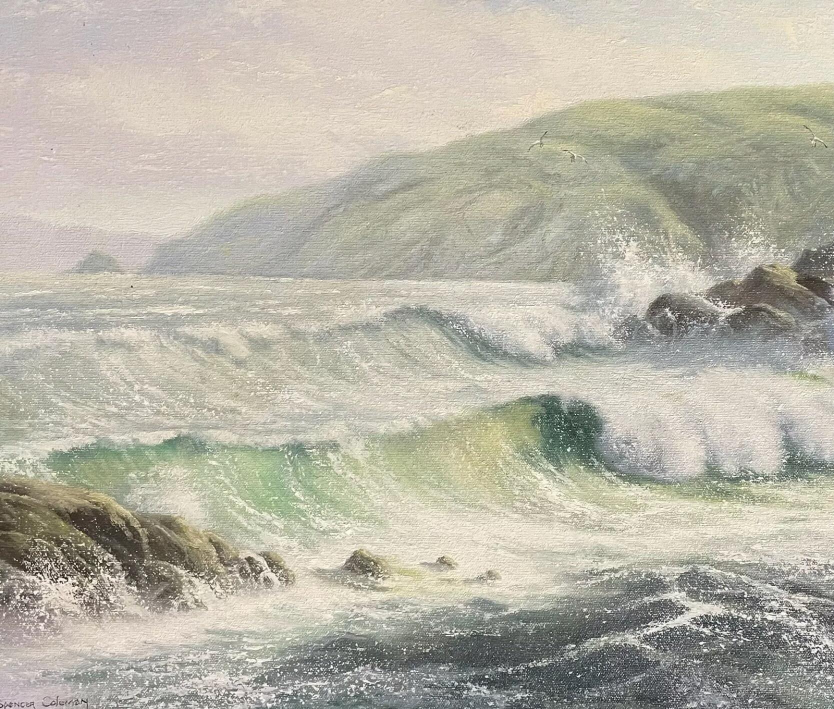 Martin Spencer Coleman - Signed Oil Painting - Crashing Waves On Coastline