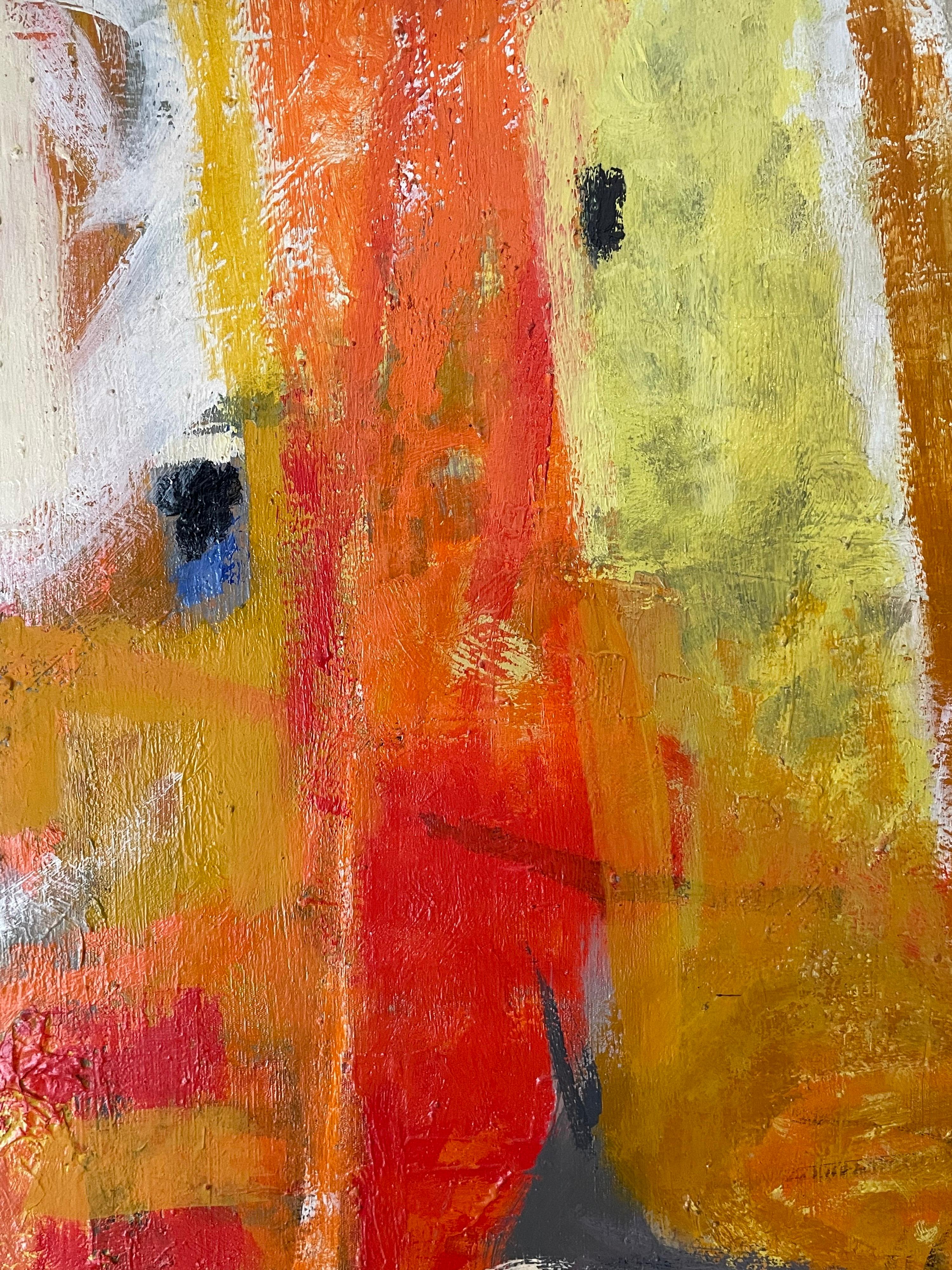 Huge Mid 20th Century French Abstract Expressionist Oil Painting Orange Reds 7
