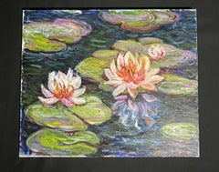 FINE FRENCH IMPRESSIONIST SIGNED OIL - WATERLILIES NEMIPHARES Patrick Marie