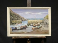 SCENA DEL PORTO DI PESCA DELLA CORNOVAGLIA - DIPINTO A OLIO FIRMATO