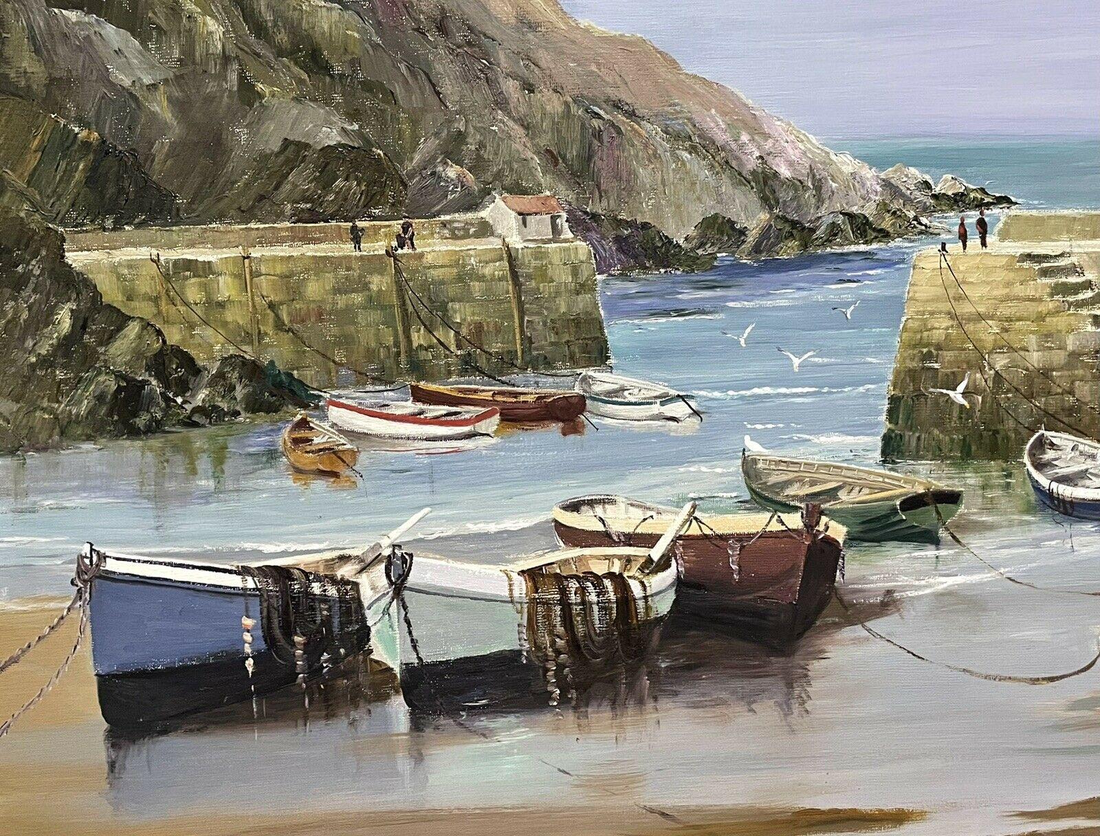 Artist/ School: Lester Atack, British 20th century, signed

Title: The Cornish Fishing Harbour

Medium: oil painting on board, framed.

Size:  painting: 19.5 x 30 inches,   frame: 21.5 x 32 inches 
              
Provenance: UK, private