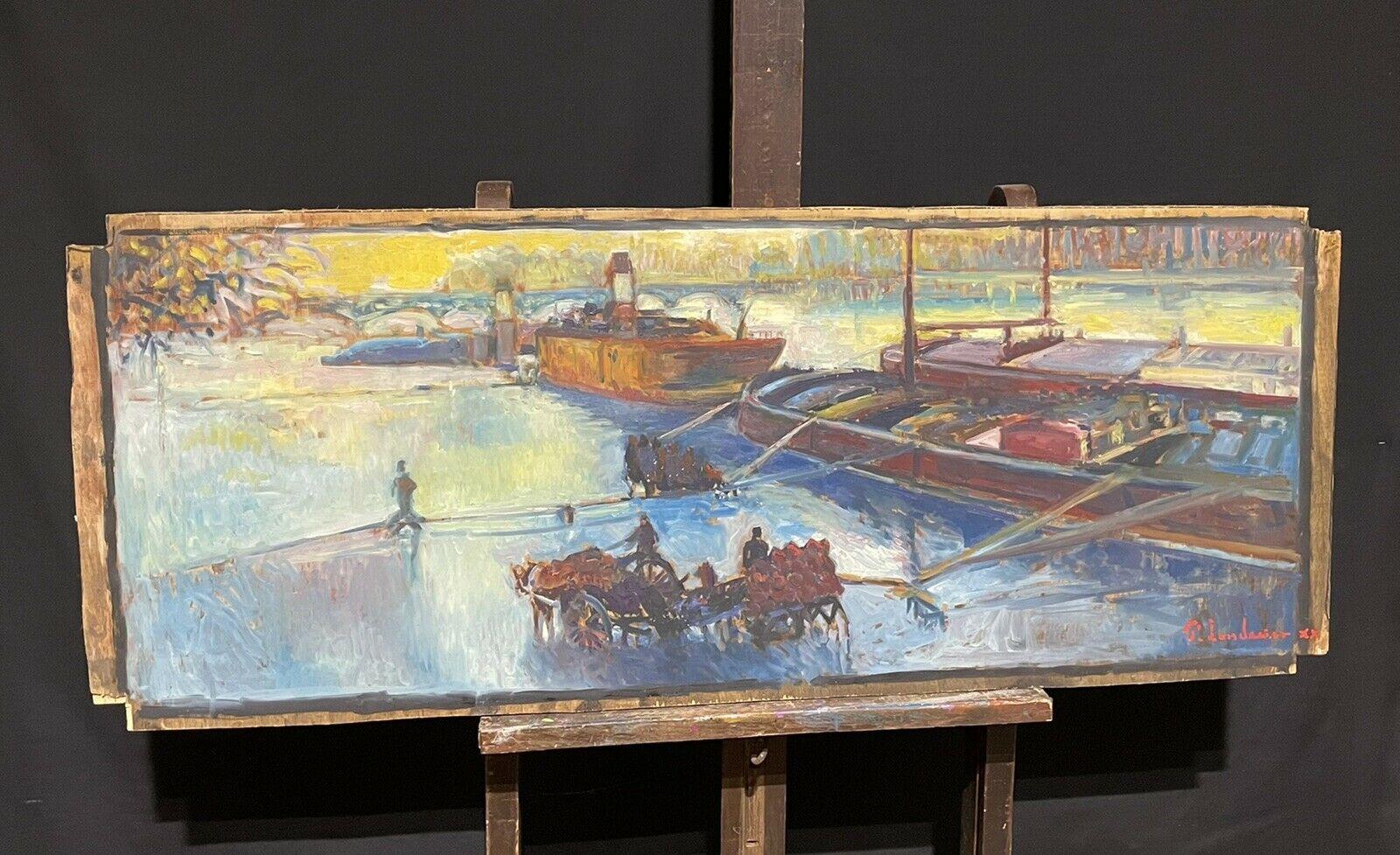 PATRICE LANDAUER (né en 1962) HUGE IMPRESSIONIST OIL - RIVER SEINE PARIS - Painting de Patrice Landauer