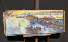 PATRICE LANDAUER (b.1962) HUGE IMPRESSIONIST OIL - FLOODED RIVER SEINE PARIS