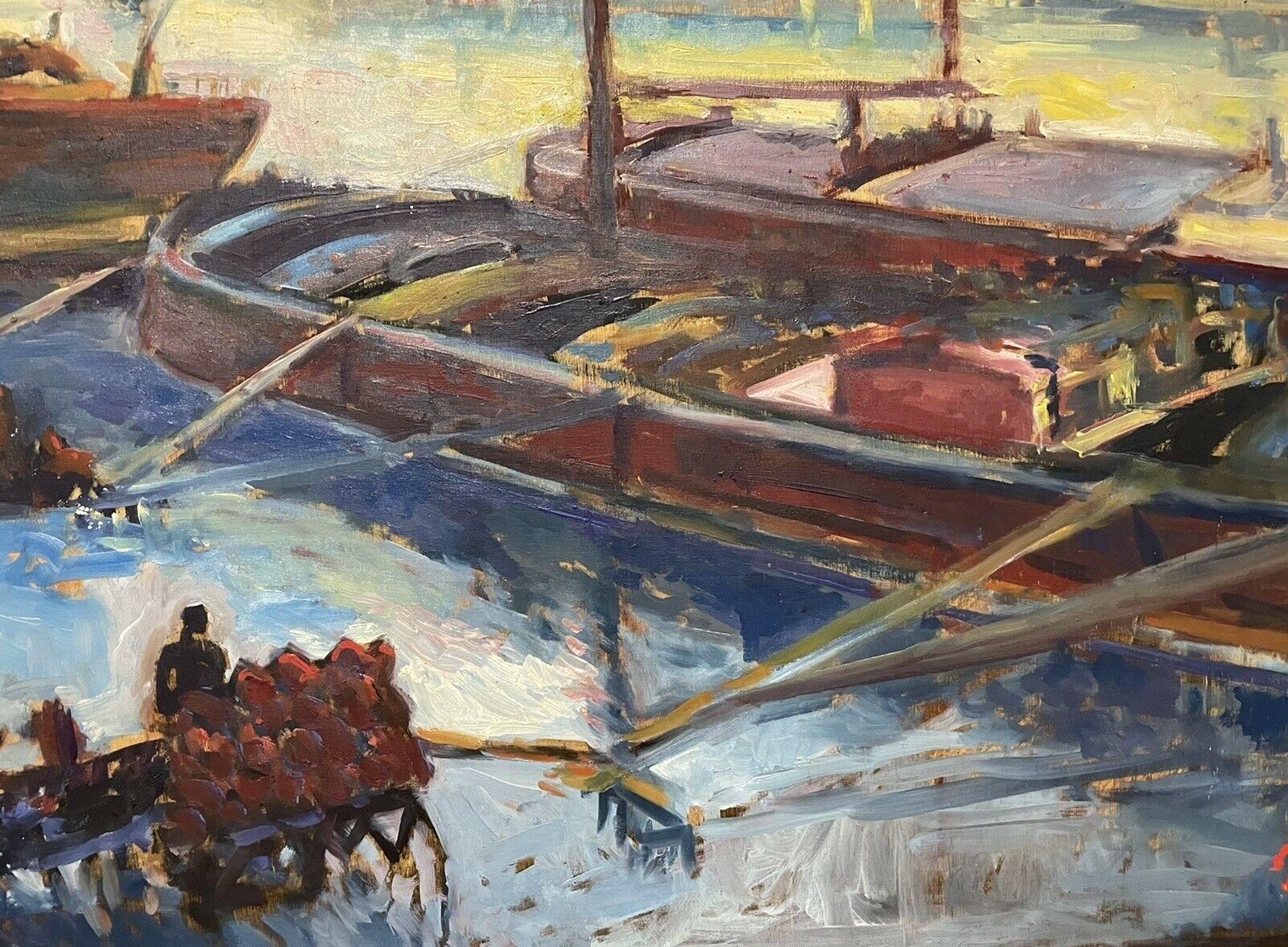 PATRICE LANDAUER (né en 1962) HUGE IMPRESSIONIST OIL - RIVER SEINE PARIS - Marron Landscape Painting par Patrice Landauer