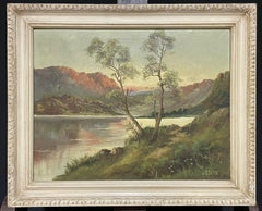 JACK M. DUCKER - SIGNED ANTIQUE OIL PAINTING SCOTTISH LOCH SCENE AT SUNSET