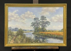 DEBORAH POYNTON - GRÖSSE SCHWARZE ROCKLEID AUS SCHWARZEM OIL - RIVER LANDSCAPE WHEAT & POPPY FIE