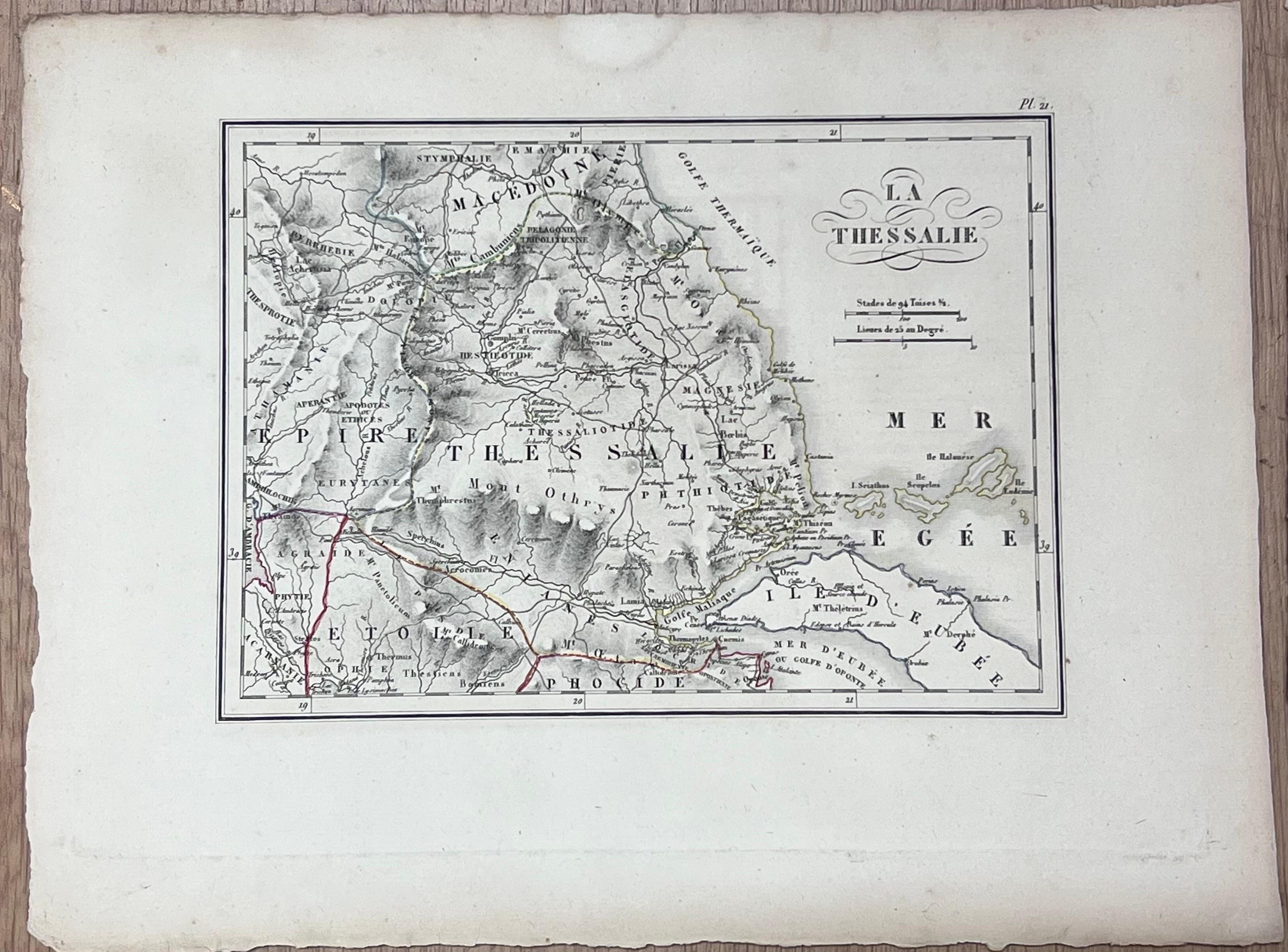 Colección de seis grabados antiguos de regiones y territorios de la antigua Grecia en venta 2