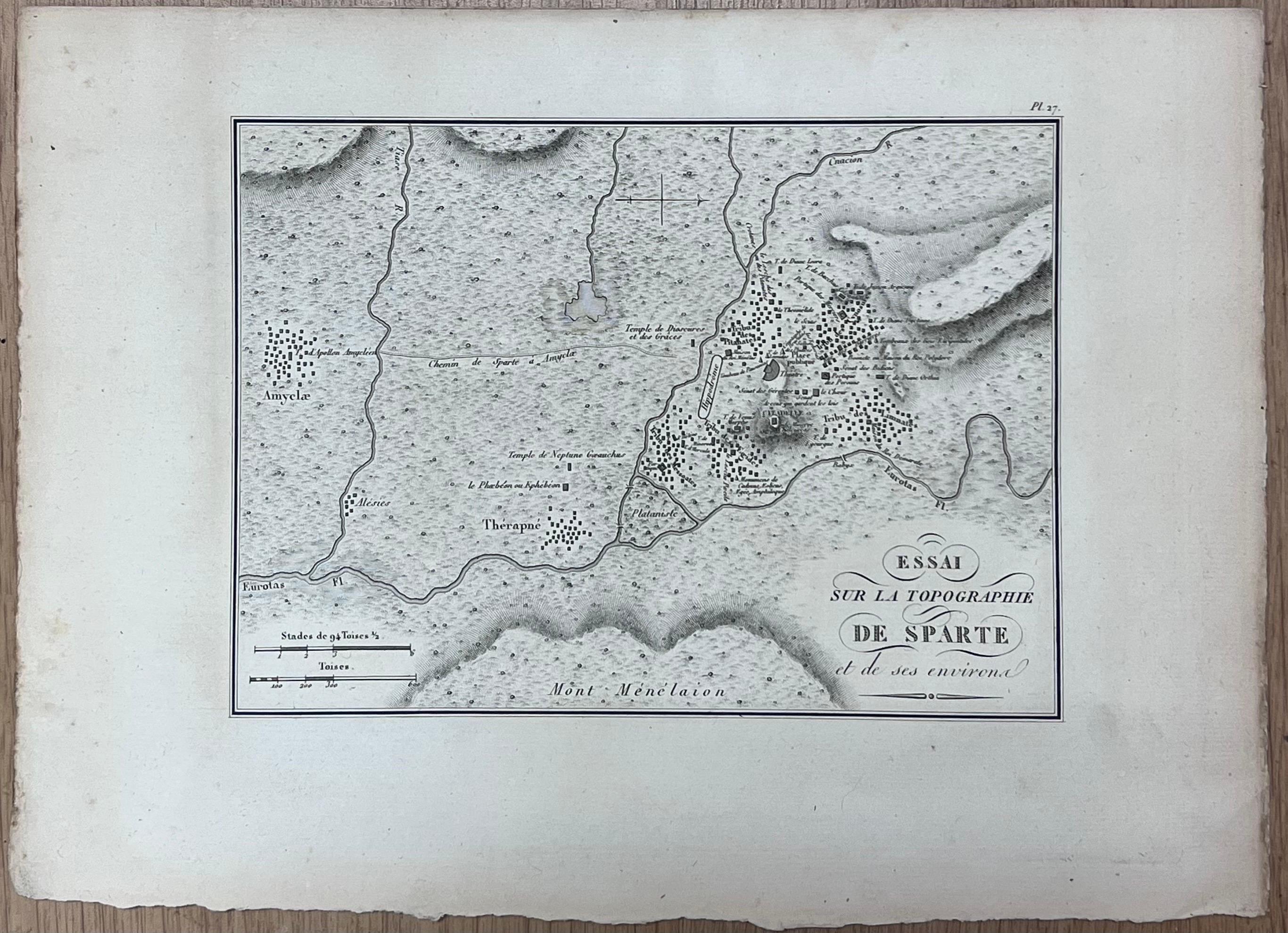 Conjunto de Seis Grabados Antiguos Planos Históricos Mapas de Ciudades de la Antigua Grecia - Art de French School