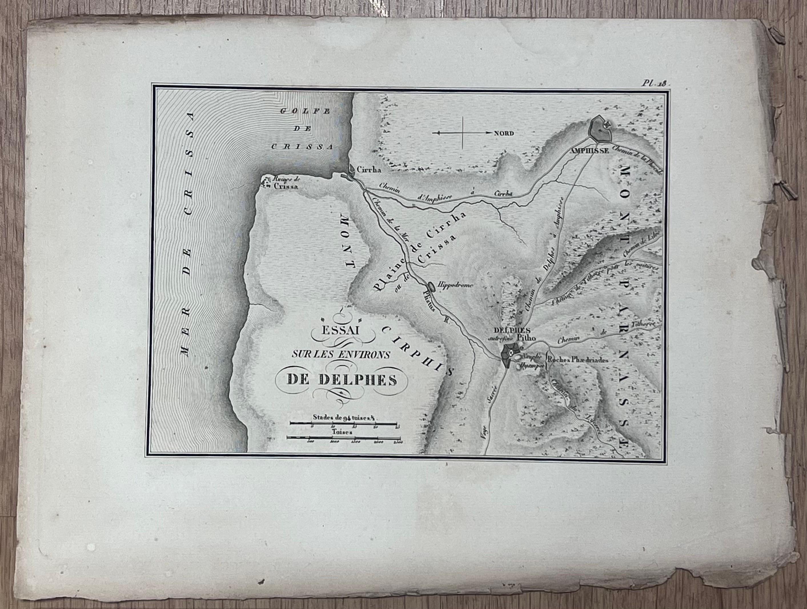 Conjunto de Seis Grabados Antiguos Planos Históricos Mapas de Ciudades de la Antigua Grecia - Art Escuela francesa de French School