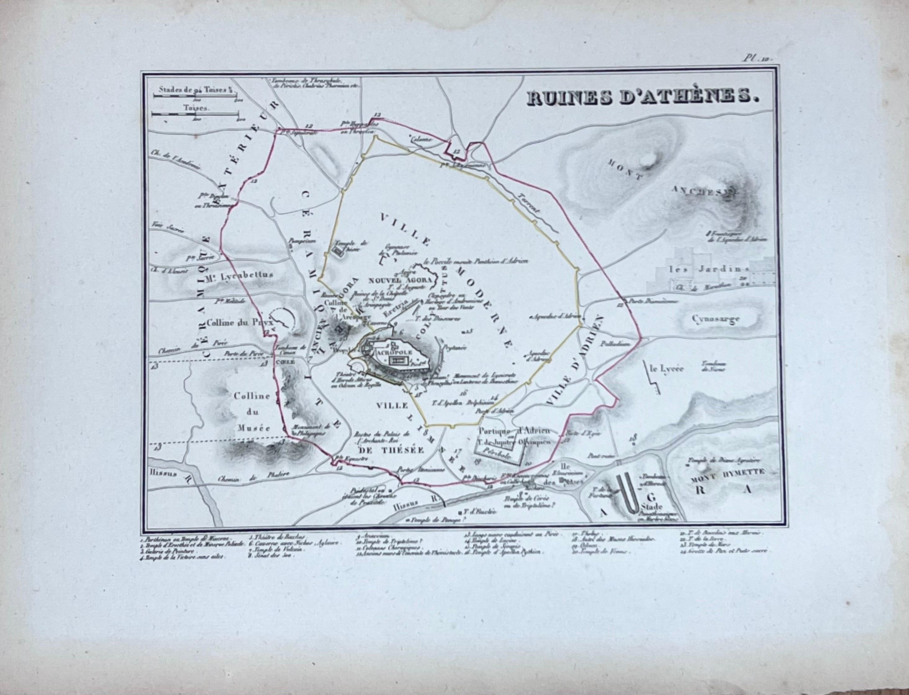 Conjunto de Seis Grabados Antiguos Planos Históricos Mapas de Ciudades de la Antigua Grecia en venta 1