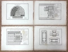 Set of Four Architectural Engravings Ancient Greek Buildings