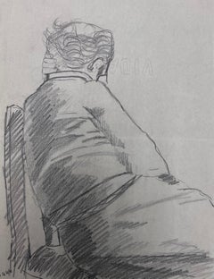 Studio di una figura seduta da dietro Schizzo a matita