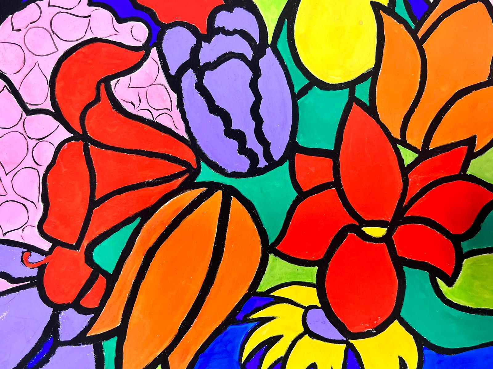 Florales Glasfenster
von Josine Vignon (Französisch 1922-2022) 
unterzeichnet
Pastell/Aquarell auf Papier, ungerahmt
Gemälde: 13 x 19,5 Zoll
guter Zustand
Herkunft: aus dem Nachlass des Künstlers, Frankreich

Josine Vignon (1922-2022) war eine