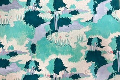 Illustration française du milieu du siècle Croquis d'une forêt verte Papier peint Design