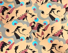 Mid Century French Illustration Sketch Of A Eagle Bird Wallpaper Design