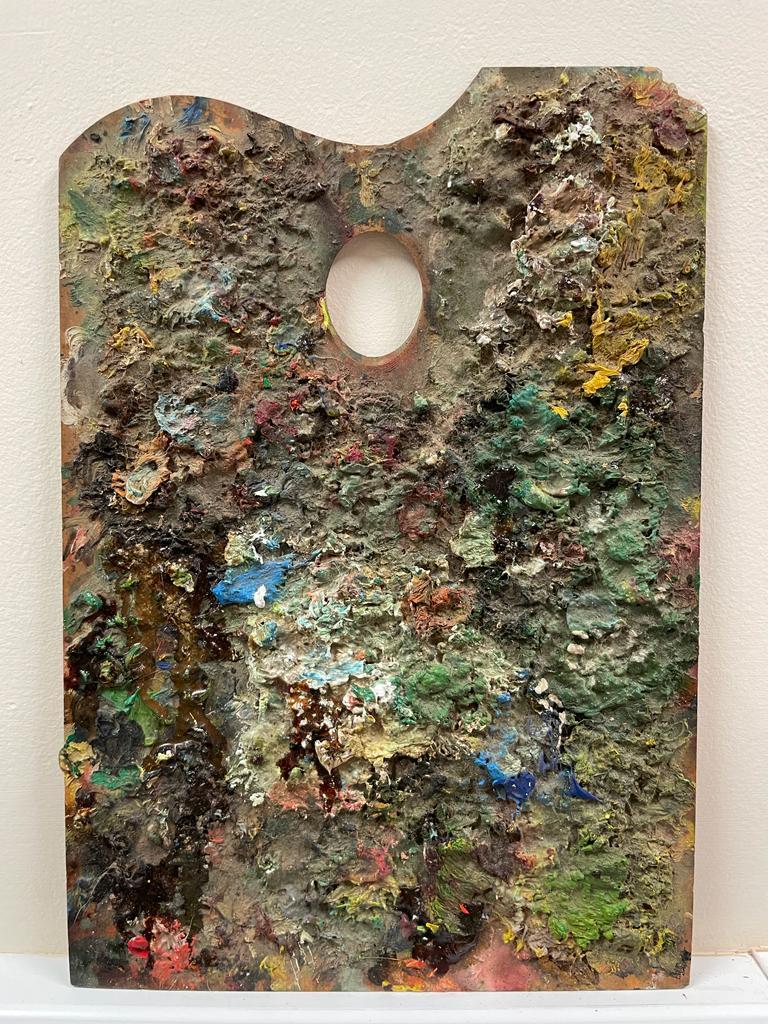Paleta de madera vintage para artistas franceses Pintura al óleo muy espesa - de Provenza en venta 1