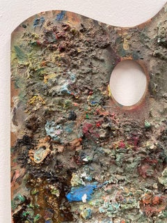 Vintage French Artists Wooden Palette Very Thick Oil Paint - from Provence