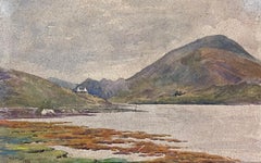 Connemara Ireland 1930's Irish Painting Cottage next to Irish Lough Landscape
