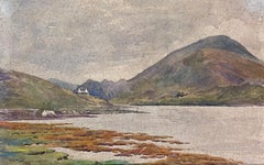 Vintage Connemara Ireland 1930's Irish Painting Cottage next to Irish Lough Landscape