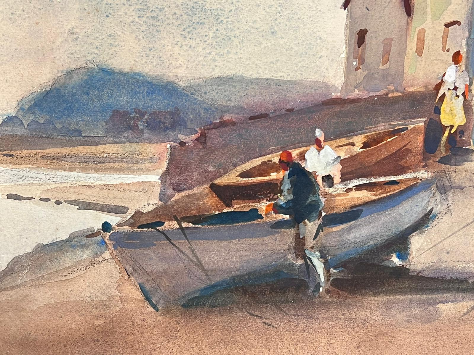 Britisches impressionistisches Gemälde Büstenfiguren von Ruderbooten aus der Mitte des 20. Jahrhunderts – Art von Frank Duffield
