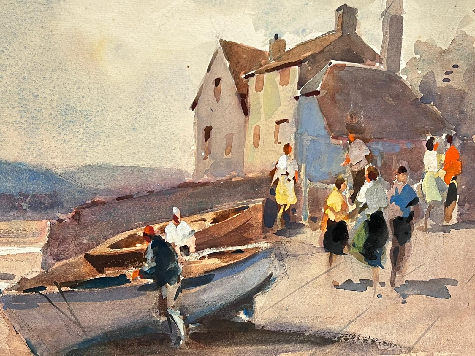 Britisches impressionistisches Gemälde Büstenfiguren von Ruderbooten aus der Mitte des 20. Jahrhunderts (Impressionismus), Art, von Frank Duffield