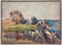 Rocky English Coastline Sea British Mid 20th Century Impressionist Painting