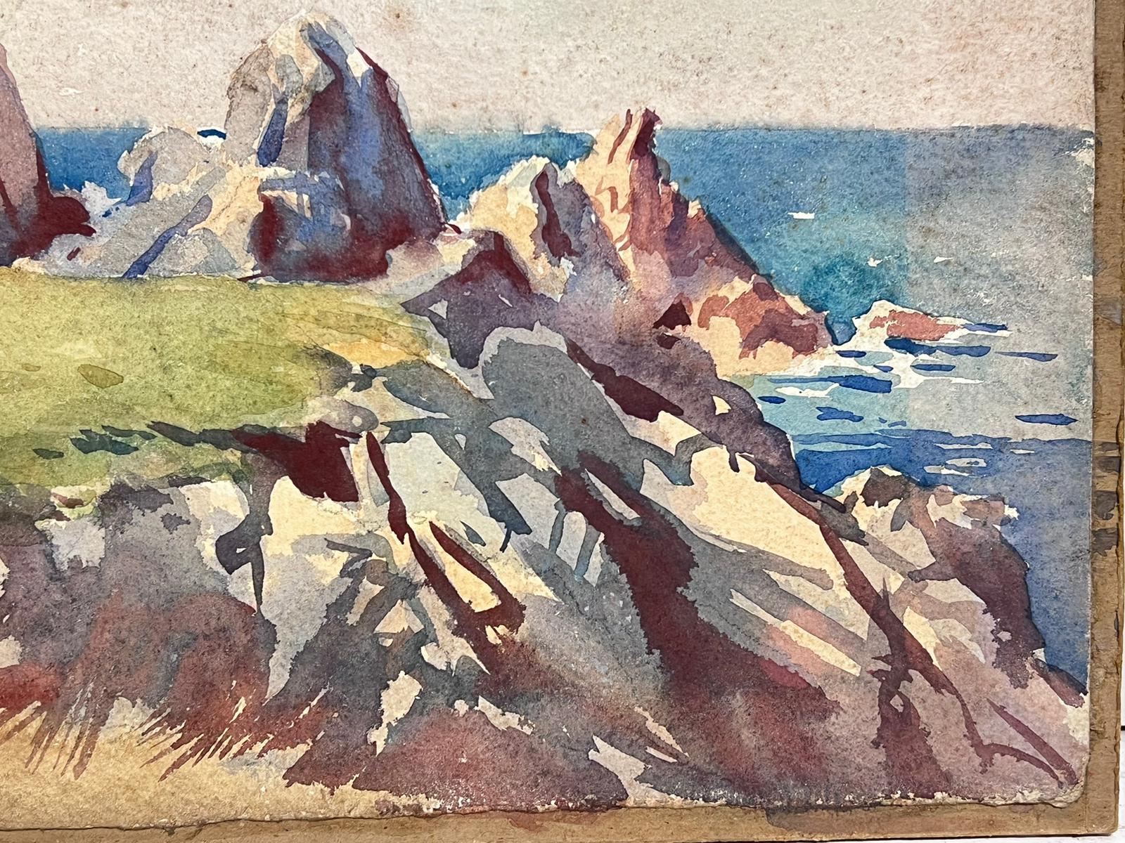 Rocky English Coastline Sea British Mid 20th Century Impressionist Painting  For Sale 2