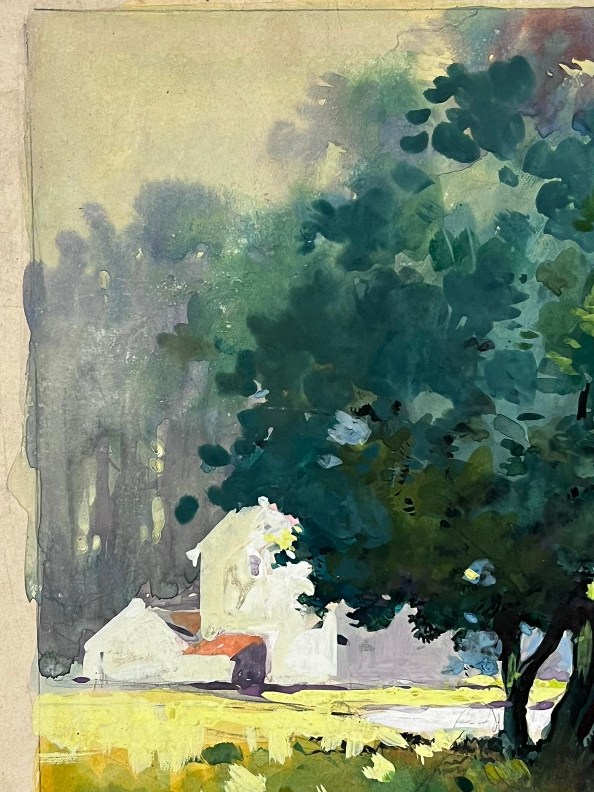 Peinture impressionniste britannique du milieu du 20e siècle Homme debout dans un champ vert en vente 3