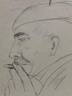 Expressive Pencil Sketch of a Man with Cigarette